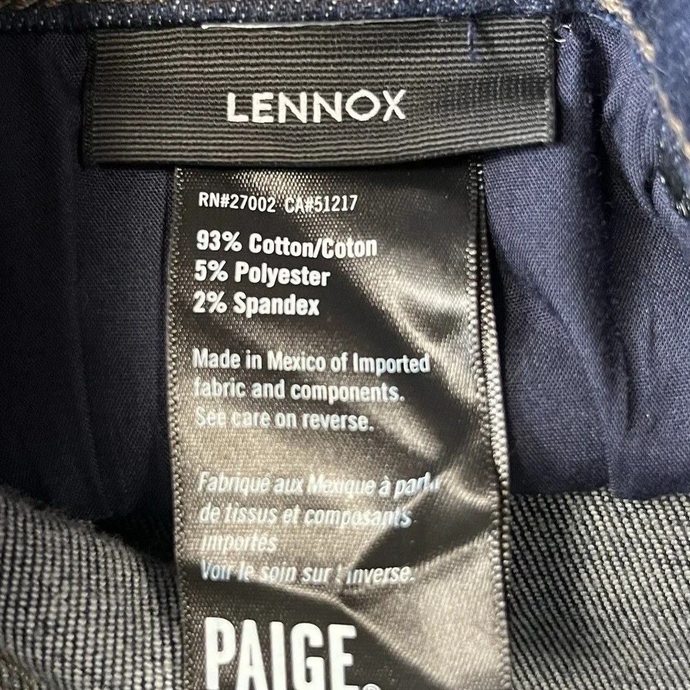 Paige Lennox Mens 36x34 Spence Denim Jeans Slim Indigo Preppy Minimalist Casual